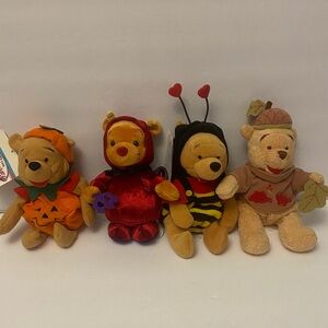 The Disney Store Winnie the Pooh Halloween Plush Set of 4 New with tags